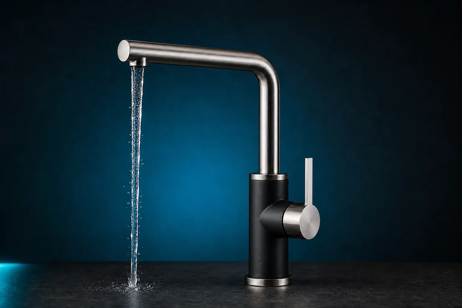 Llave con agua tratada Koriva Water Tech fluyendo limpia